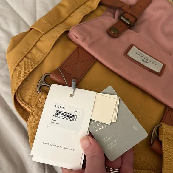 Doughnut Macaroon Backpack in yellow x rose NEW with Tags - Picture 8 of 16